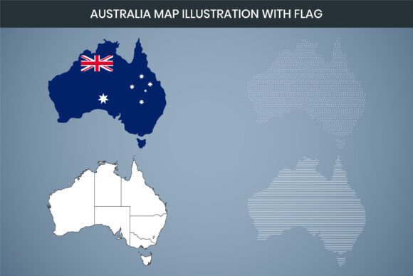 Australia Map Illustration with Flag: Graphics & Freebies