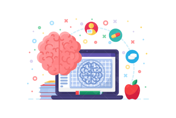 Brain Research Flat Illustration: Graphics & Illustrations Review