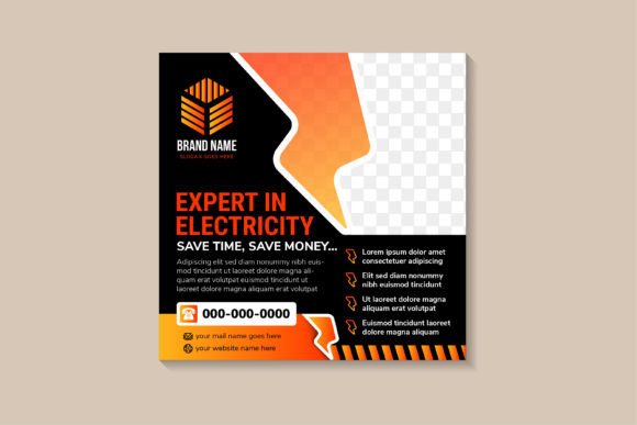 Expert in Electricity Square Banner: A Graphic Designer's Take on a Powerful Social Media Template