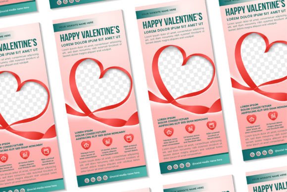 Happy Valentines Vertical Banner for Graphics and Print Templates