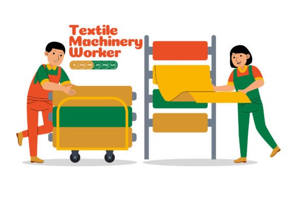 Man and Woman Textile Machinery Worker Graphics Review