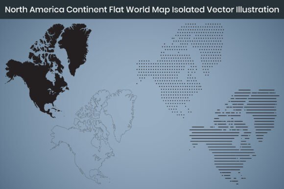 North America Continent Flat World Map Graphics Freebie