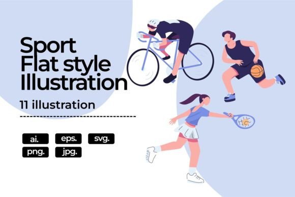Sports Illustration Flat Design For Embroidery Projects